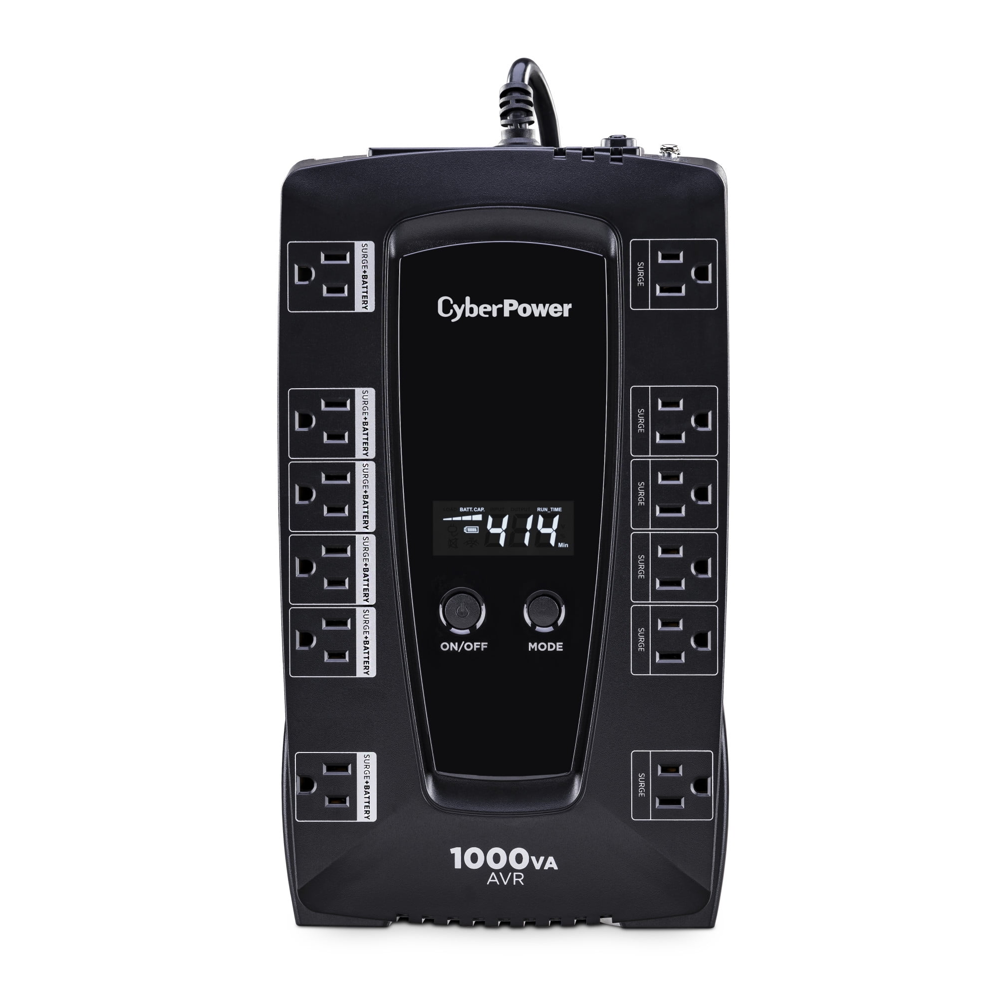 CyberPower LE1000DG Battery Backup UPS, 1000VA/530W, 120V, 12 Outlets, AVR, LCD Display, 5 ft, Black