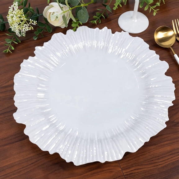 Balsa Circle 20 Pearl White Round 10" Plastic Dinner Plates Reef Design Disposable Tableware