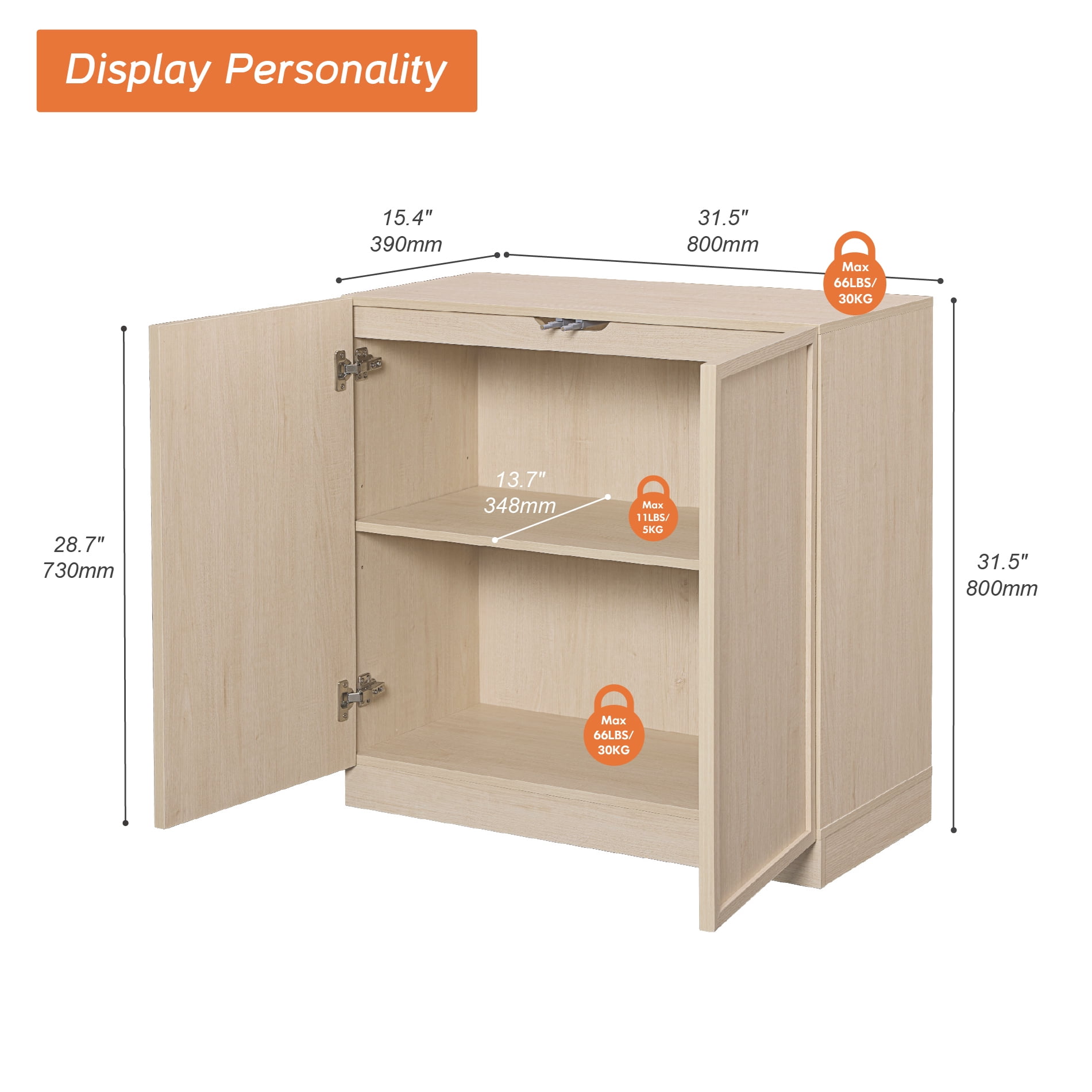 WAMPAT Modern TV Stand for TVs Up to 40", Wooden Entertainment Center TV Console with 2 Doors and Adjustable Shelf, Media Console Cabinet for Living Room, Bedroom, Beige