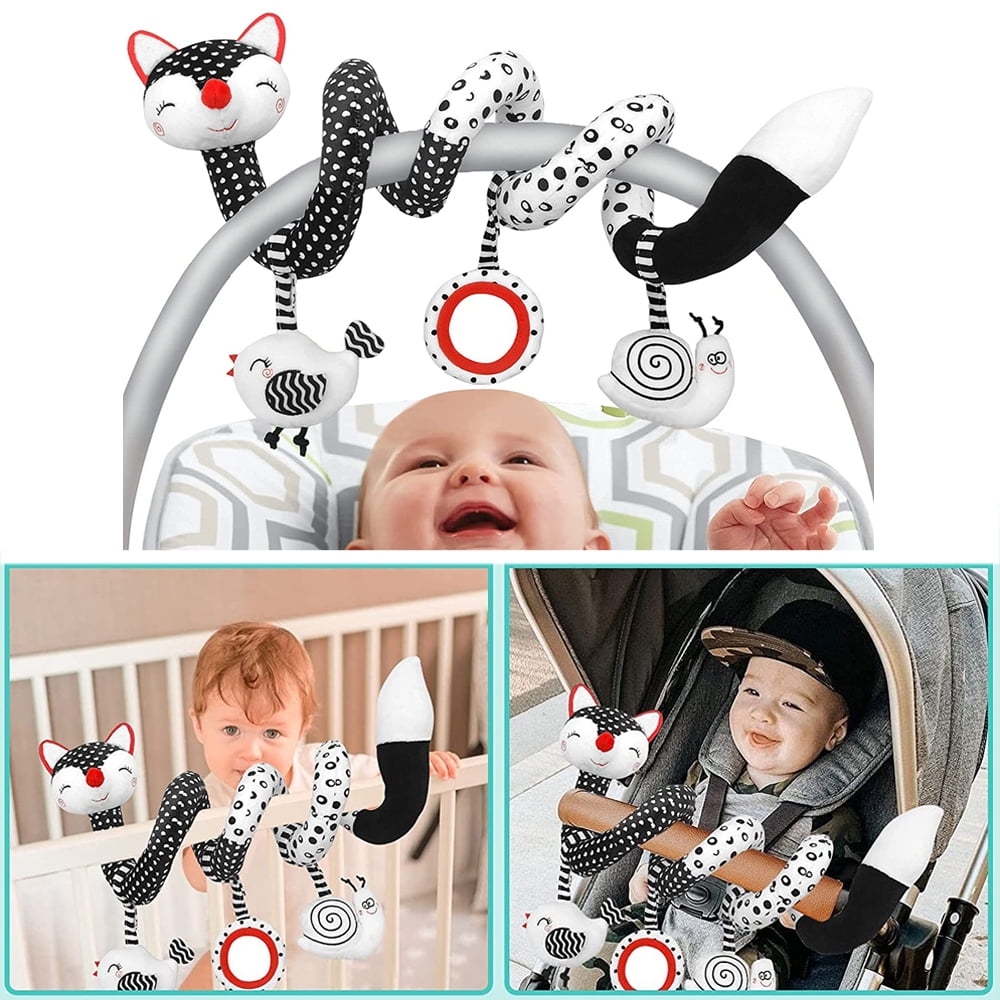 1Pc Car Seat Toys Baby Toys 0-3 Months Infant Toys Spiral Stroller Toys, Newborn Toys Black & White Baby Toys, High Contrast Baby Toys For Crib Mobile, Baby Toys Gift