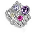 thumbnail image 4 of CHOOSE YOUR COLOR Sterling Silver Women's Multi-color Stackable Rings Pure 925 Band CZ Female Size 11, 4 of 4