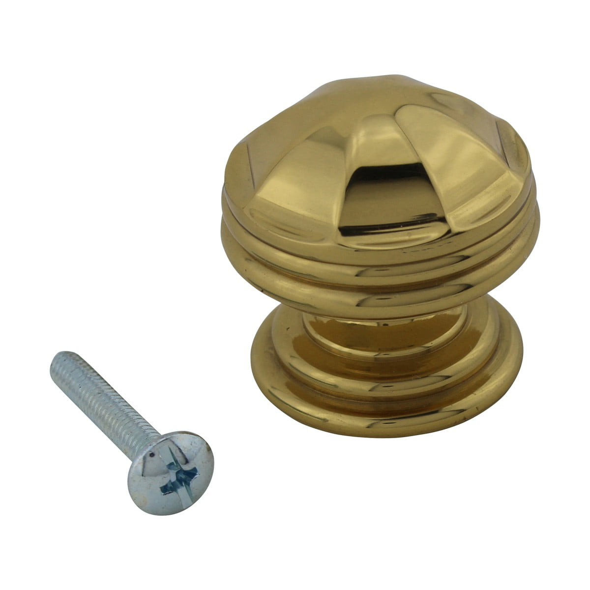 Kitchen Cabinet Knob Bright Brass Knob 1 1/4" Dia Octagonal Kitchen Cabinet Knob of Pack 6|Renovators Supply