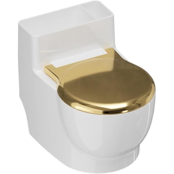 Toilet Water Bowl for Cat, Cat Water Bowl Toilet Design, Toilet Shaped Pet Water Dispenser for Cat Dog, Small Funny Bowl for Dogs and Cats Hilarious Gravity Pet Fountain (Gold)