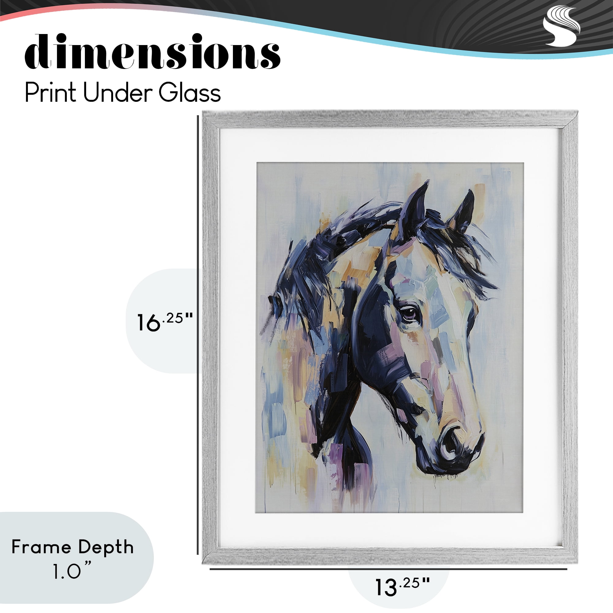 Stupell Industries Vivid Equine Portrait Gray Framed Print Under Glass, design by Svetlana Aleynikova