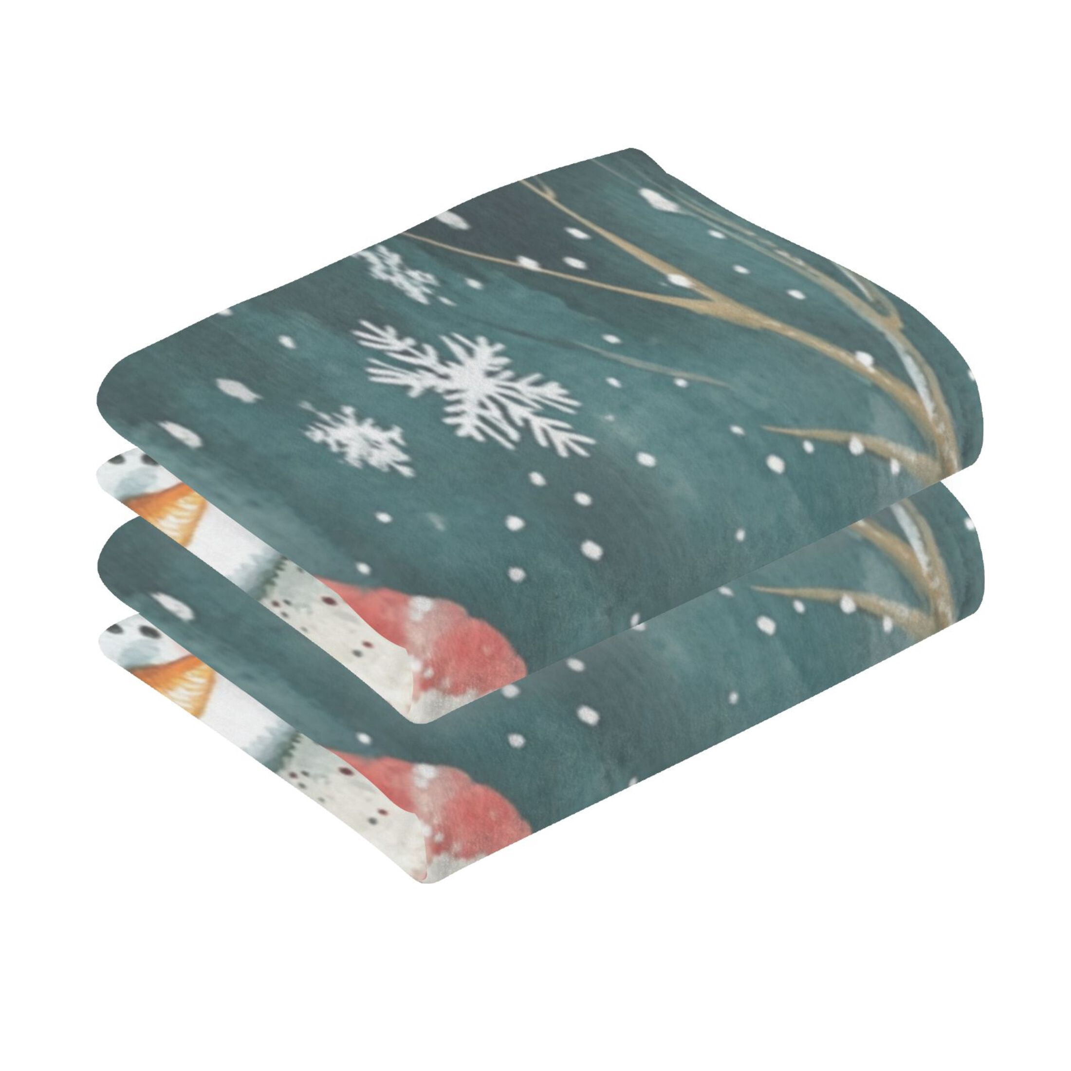 Cotton Towel Two-Piece 16x28 Inch One Sizex2 Face Towel Set Towel Set Cotton Hand Bath Towel Bathroom Beach Santa Hat Snowman Picture