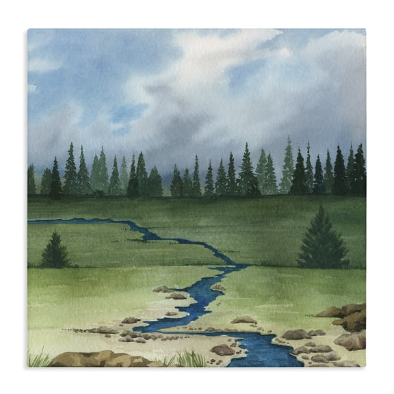 Stupell Industries Farmhouse Rural Stream Flowing Countryside Canvas Art, 24 x 24, by Grace Popp