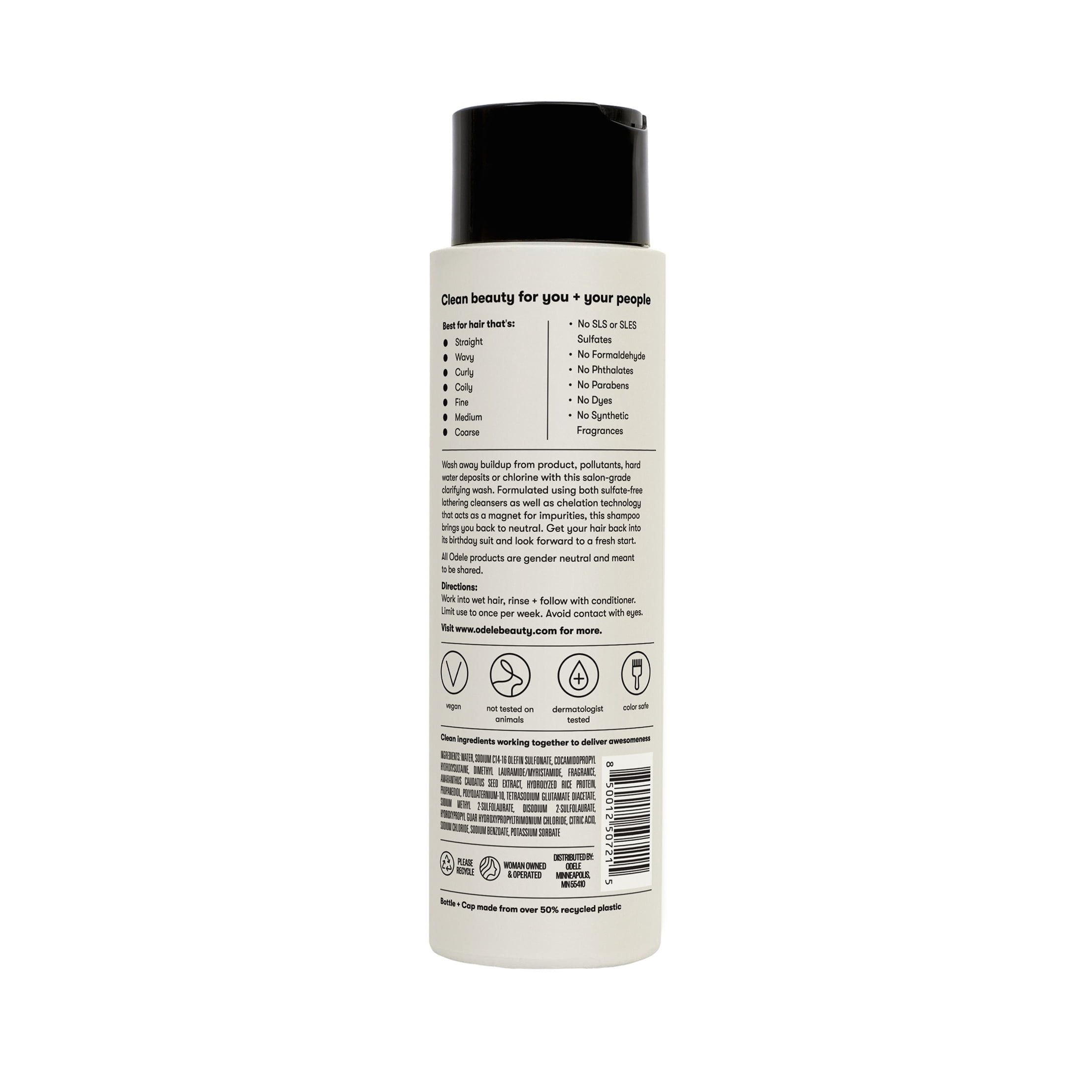 Odele Clarifying Shampoo for Buildup Removal for All Hair Types, Sulfate Free, 13 fl oz