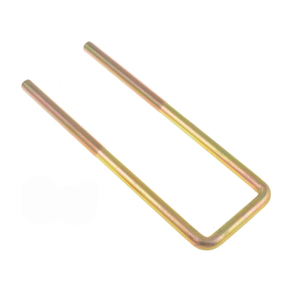 KarParts360 Threaded U-Bolt | Steel | Yellow Zinc | Square U-Bolt | Heat Hardened | Fine Thread | 1/2 Inches Thread Diameter