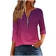 thumbnail image 2 of Ailaofu Women Half Quarter Zip Pullover Long Sleeve Shirts Crew Neck Fall Casual Graphic Sweatshirts Tops, 2 of 5