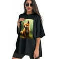 thumbnail image 3 of Plus Size Shirt for Women Black Tops for Women Short Sleeves Shirt for Women Fox T Shirt Crewneck Shirt for Women XL, 3 of 5