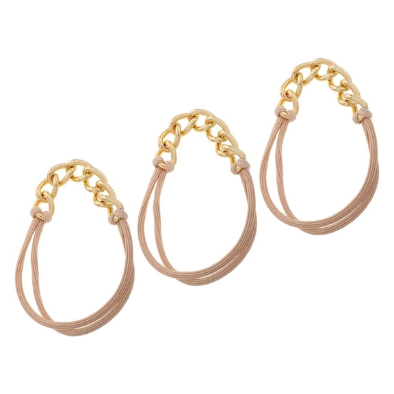 OFFIGAM 3Pcs Electroplated Alloy Metal Scrunchies Golden Ponytail Hair Bands for Elegant Hairstyles