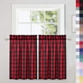thumbnail image 1 of Haperlare Buffalo Plaid Kitchen Curtains 30 inches Long Rod Pocket Light Filtering Cafe Short Curtains Bathroom Window Curtains, Red Black, 2 Panels, 1 of 7
