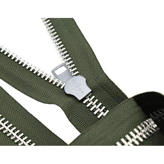 YKK #10 10 Inch to 36 Inch Aluminum Separating Jacket Zipper Extra Heavy Duty Metal Zippers for Sewing Coats Crafts (Olive Green - 567, 28 Inches)