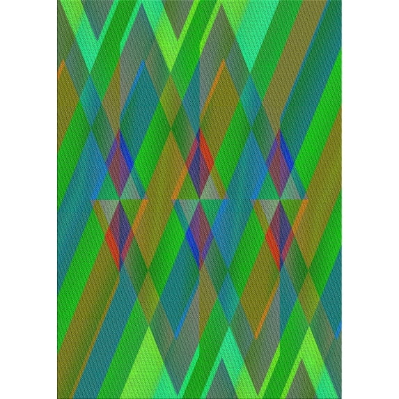 Ahgly Company Indoor Rectangle Patterned Forest Green Abstract Area Rugs, 5' x 8'