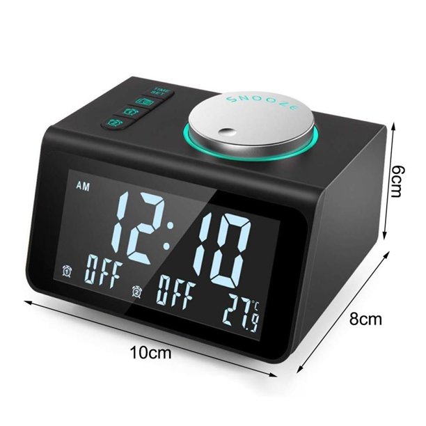 Fm Radio Reloj Despertador Digital Dual Usb Carga Sleep Timer Termómetro Fm Radio Reloj Copia De Seguridad Para El Hogar Dormitorios Monstrate EL012446-00