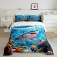 thumbnail image 1 of Erosebridal Literie Requin de Mer Ensemble de Couette Très Grand, Couette Poisson Océan, Enfants Adolescents, Réversible 3 Pcs, 1 of 7