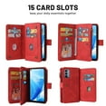 thumbnail image 4 of Dteck OnePlus Nord N200 5G Case, Heavy Duty 15 Card Slots Large Capacity Zipper Pocket 2 in 1 Wallet Phone Case for OnePlus Nord N200 5G, Red, 4 of 6