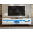 thumbnail image 5 of ARICOEASY Modern Wall Mounted TV Stand with LED Lights, Floating Entertainment Center for up to 85 Inch TV, High Gloss White Media Console with Storage & 2 Drawers, 5 of 8