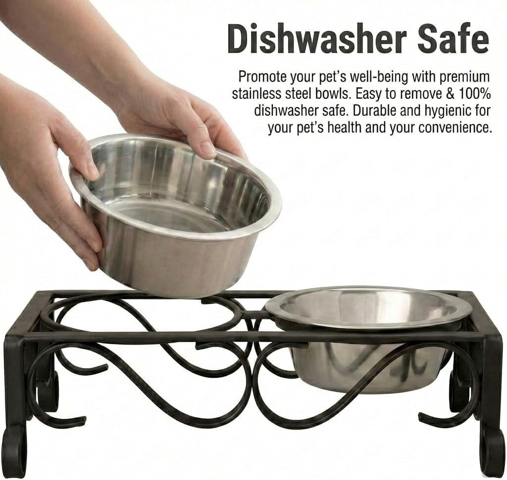 Pets Elevated Dog Bowls – Raised Stainless Steel Dog Bowls with Steel Stand – Non-Skid, No Spill Feeder for Small, Medium & Large Dogs – Easy to Clean, Durable Raised Dog Feeding Station