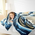 thumbnail image 4 of Manfei Japanese Style Bedding Comforter Set,Sea Ocean Waves Nautical Twin Comforter Sets,Ukiyoe Themed Bedding Set For Children,Super Cozy Room Decor Reversible,2pcs, 4 of 8