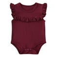 thumbnail image 1 of CNKOO Baby Girls Summer Sleeveless Romper Solid Color  Collar Ruffle Jumpsuit, 1 of 8