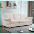 thumbnail image 6 of Mid-Century Modern Ivory Velvet 3-Seater Sofa – High-Density Foam, Solid Wood Legs – Ideal for Living Room, Apartment, Office, 6 of 8