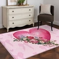 thumbnail image 3 of Valentines Day Area Rugs 4'x6', Washable Small Throw Rugs for Office Bathroom, Pink Love Hearts Roses Floral Romantic Indoor Outdoor Rug Non-Slip Low Pile Carpet Runner Reversible Floor Mats, 3 of 8