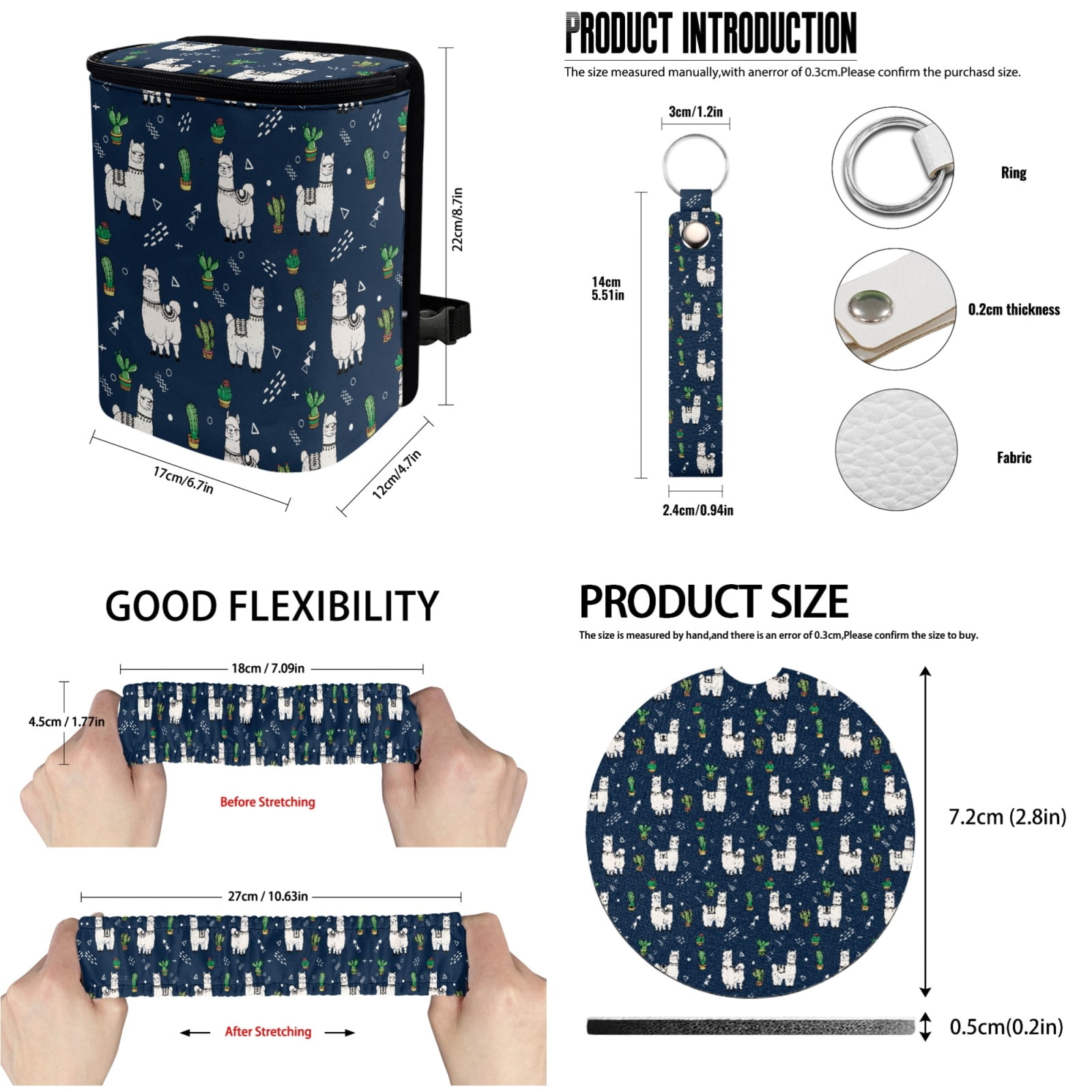 Jeiento Alpaca 13 Pcs Interior Automotive Accessory Set with Car Seat Covers Steering Wheel Cover Car Seatbelt Cover Trash Can Car Rear View Mirror Cover Coasters Keychains Fit for Most Vehicles
