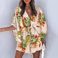 thumbnail image 1 of Summer Casual Boho Dresses Women's Flora Printed Batwing Sleeve Lace-Up Dress Female Irregular Sexy Beach Mini Dresses VestidosXL Gao Jinjia LED, 1 of 2