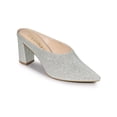thumbnail image 1 of BLISSFUL STEP Women's Shoes Pointed Toe Slip on Chunky Heels Glitter Slide Mules Shoes Silver 10, 1 of 7