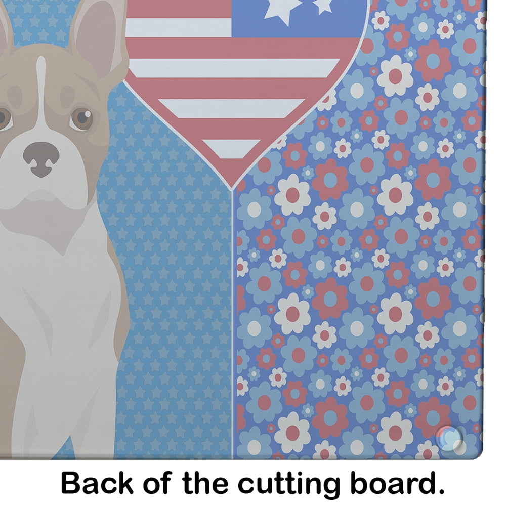 Fawn Boston Terrier Glass Cutting Board Large 12 in x 15 in