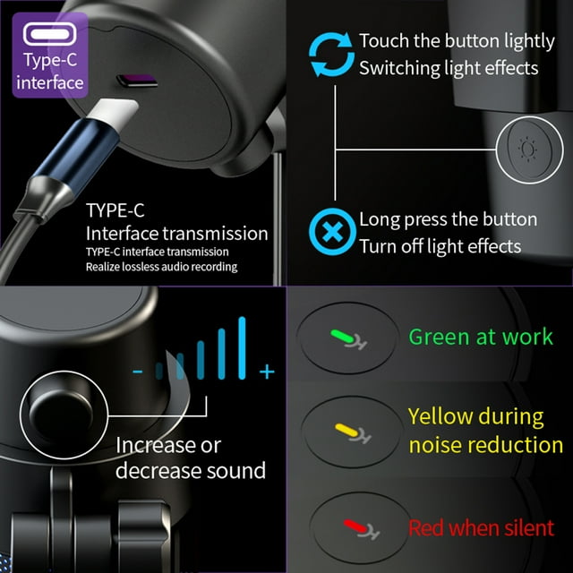 Microphone ,et Bouton Mode Pick - Kit Micro Ordinateur Micro avec - une Touche Muet et Kit avec Lecture Touche Compatible pour Compatible avec Bouton Play Pick - un avec Mode Usb Lecture Usb Lecture Usb avec