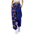 thumbnail image 1 of Pantalon pour Femmes Décontracté Chic Extensible Léger Mode Imprimé Rugby Taille Haute à Cordon Coupe Ample Bas Pantalon Taille Haute Tendance Été, 1 of 4