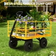 thumbnail image 2 of Heavy Duty Steel Garden Dump Cart – 1500 lbs Capacity 3-in-1 Metal Utility Yard Wagon – 13" All-Terrain Wheels – Removable Mesh Panels & 180° Rotating Handle – Gardening, Lawn & Plant, 2 of 7