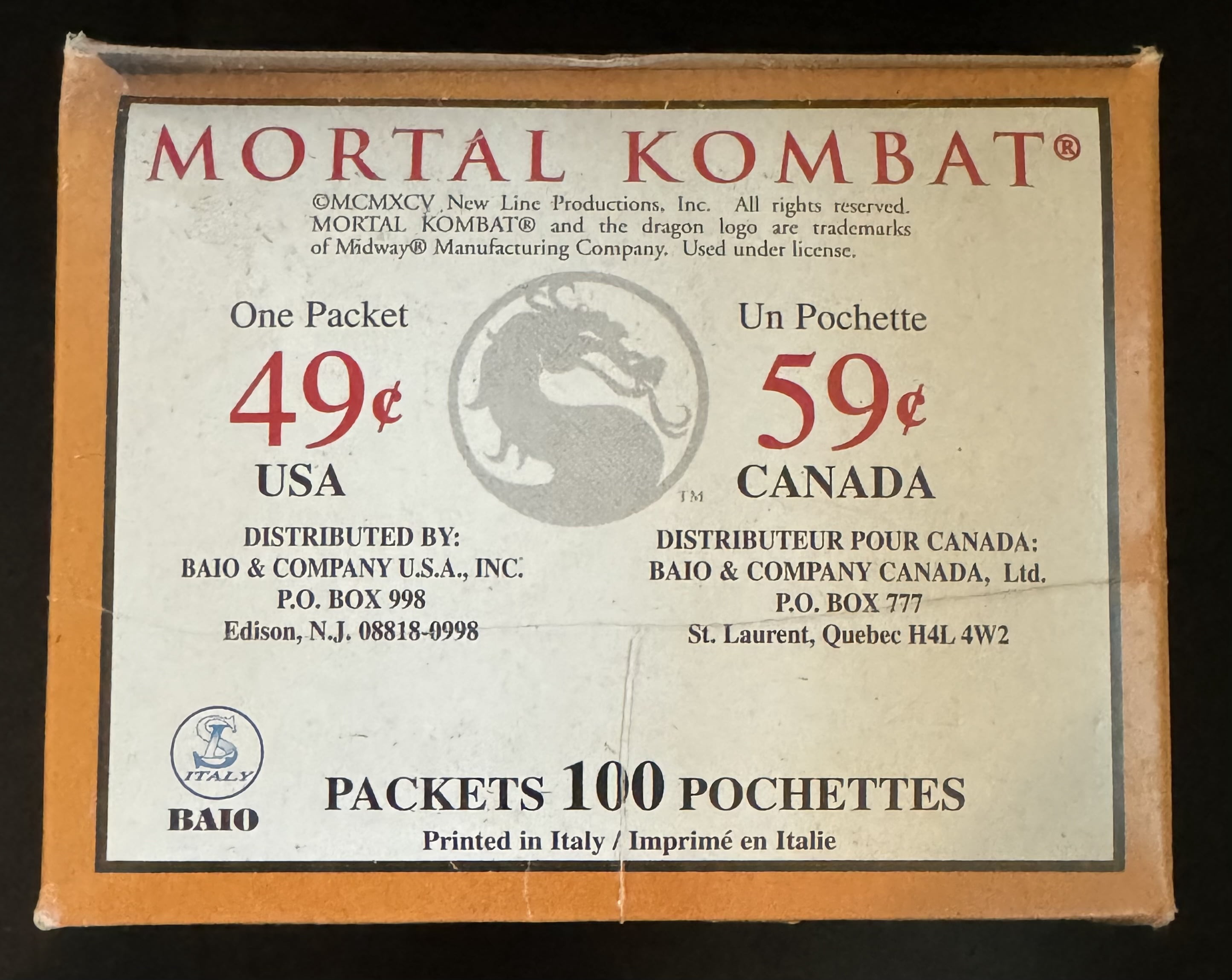 Mortal Kombat Movie Sticker Pack Box