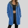 thumbnail image 2 of TTUHYWXI Womens Long Hoodies Zip Up Hoodie Fall Winter Fleece Jackets Soft Sherpa Tunic Sweatshirts Warm Long Coats (Blue, 3XL), 2 of 5