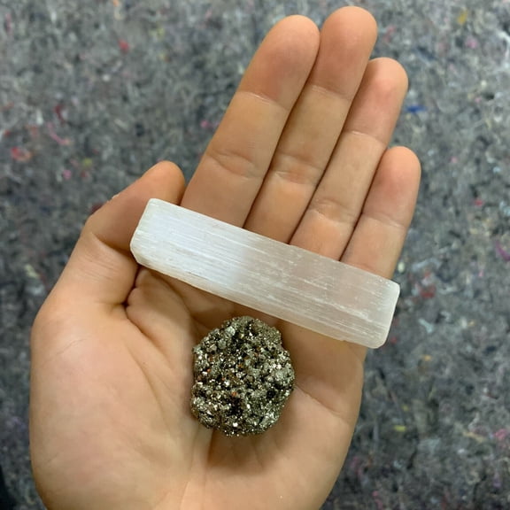One (1) Charged Pyrite Rough Gemstone A FREE Selenite Charging Stick