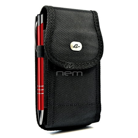 Sony Xperia T2 Ultra Premium High Quality Heavy Duty Black Vertical Rugged Canvas Holster w/ Metal Belt Clip and Belt