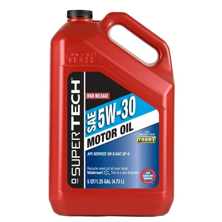 SuperTech High Mileage SAE 5W-30 Motor Oil 5 qt. Plastic Jug
