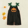thumbnail image 2 of Unisex kids Corduroy Short Overalls, Pumpkin Felt Appliques Sleeveless Dungarees with Pockets, Comfort Baby Outfit for First Halloween Photoshoots and Pumpkin Patch Visits for 1-7 Years, 2 of 7