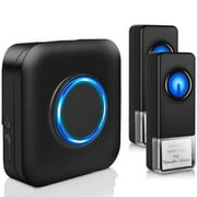 Bitiwend Wireless Doorbell Kit - Waterproof with 58 Melodies, Adjustable 5 Volume, Easy Install, 1000ft Range, 2 Push Button & 1 Receiver, Ideal for Home, Apartments, and Classrooms, Black