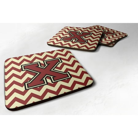 

Carolines Treasures CJ1061-XFC Letter X Chevron Maroon and Gold Foam Coaster Set of 4 3 1/2 x 3 1/2 multicolor