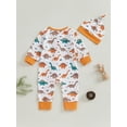 thumbnail image 4 of Suealasg Baby Boys Full Length Jumpsuit 3 6 9 12 Months Newborn Long Sleeve Dinosaur Print Zip Up Romper Bodysuits Infant Boys Fall Clothes, 4 of 8