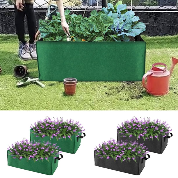 Muyoka Bolsas para cultivo de vegetales, maceta de fieltro para plantas, flores, jardinería, bolsa rectangular para cultivo, maceta para vegetales, contenedor, bolsa de almacenamiento para la colada Muyoka Hogar
