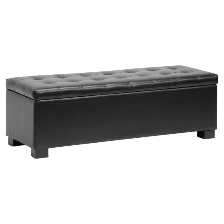 Baxton Studio Roanoke Contemporary Storage Ottoman, Black photo 1
