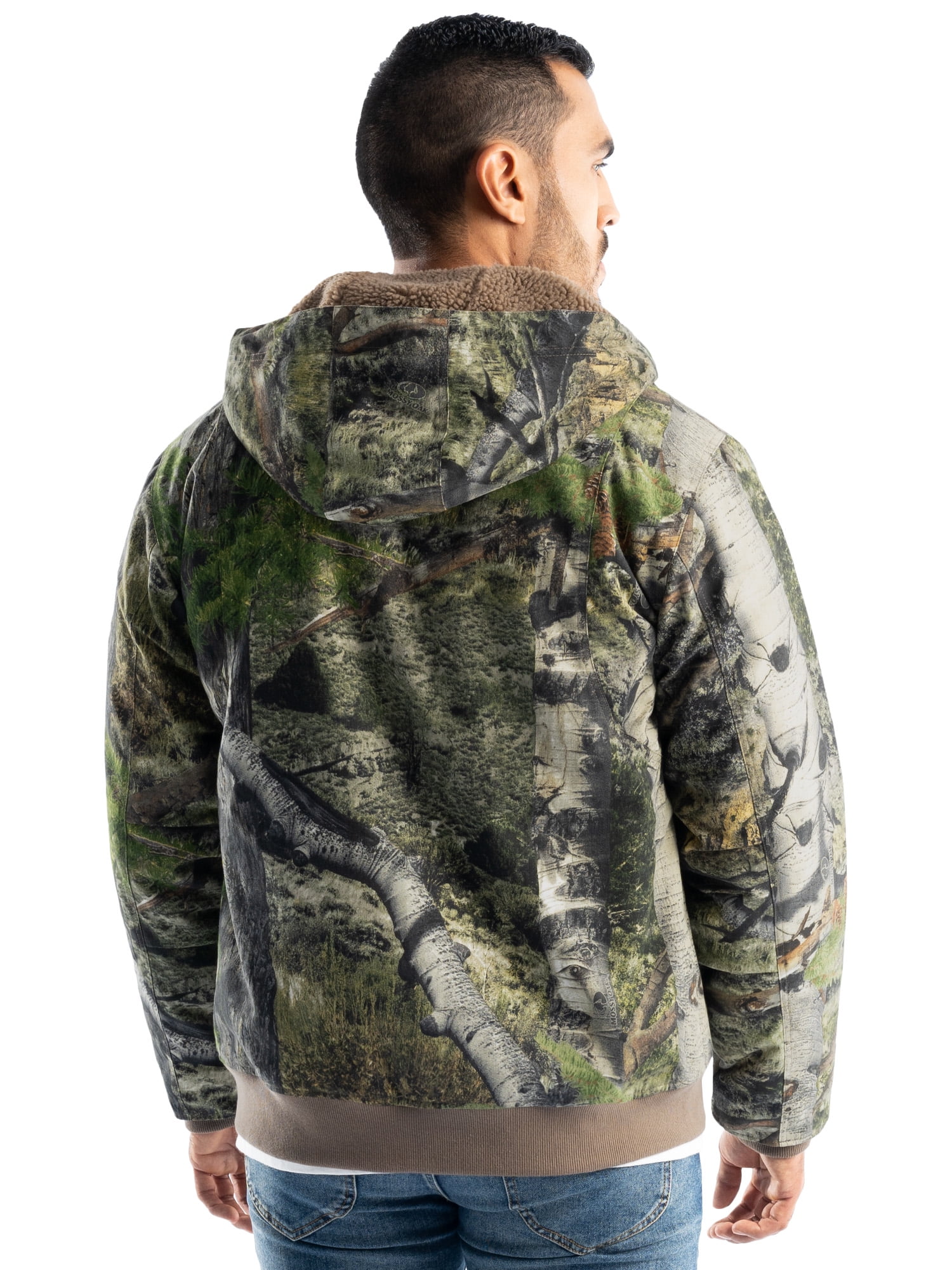 Mossy Oak Men's Sherpa Lined Bomber Jacket, Mossy Oak Mountain Country, S