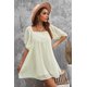 thumbnail image 4 of ABPHQTO Minivestido Babydoll con escote cuadrado y mangas abullonadas color albaricoque para mujer, 4 of 5