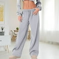 thumbnail image 3 of Women's Straight Leg Sweatpants, Elastic Drawstring Waist Casual Pants, Workout Yoga Lounge Pants for Daily Wear, Travel, Gym and Fall Casual Outfits Light Ashy XXXL, 3 of 8