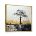 thumbnail image 2 of Designart "Grey Yellow Minimalism Tree silence II" Minimalism Floater Framed Wall Art Living Room, 2 of 7