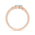 thumbnail image 2 of ANGARA Natural Aquamarine and Diamond Bypass Ring with Leaf Motif in 14K Rose Gold for Women (Size-7x5mm) | March Birthstone, Birthday, Anniversary, Jewelry Gift for Women | Natural Aquamarine Ring, 2 of 10